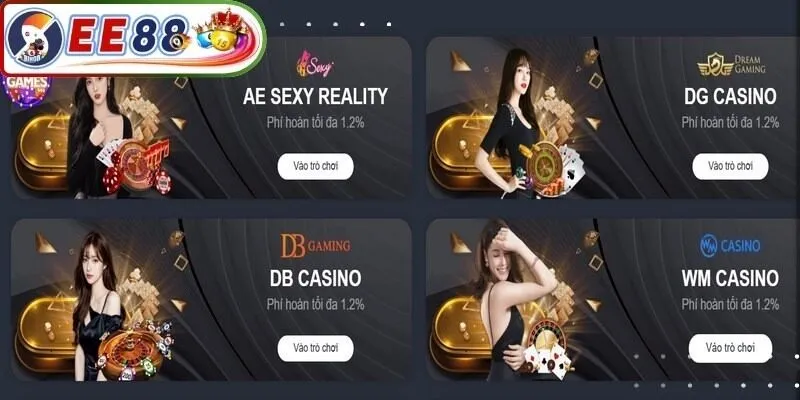 Đa dạng các sảnh cược đẳng cấp quốc tế hội tụ tại casino EE88.